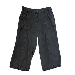 Avec Les Filles Pants Womens Sz 10 Black Lyocell Wide Leg Mid Rise Trousers Crop